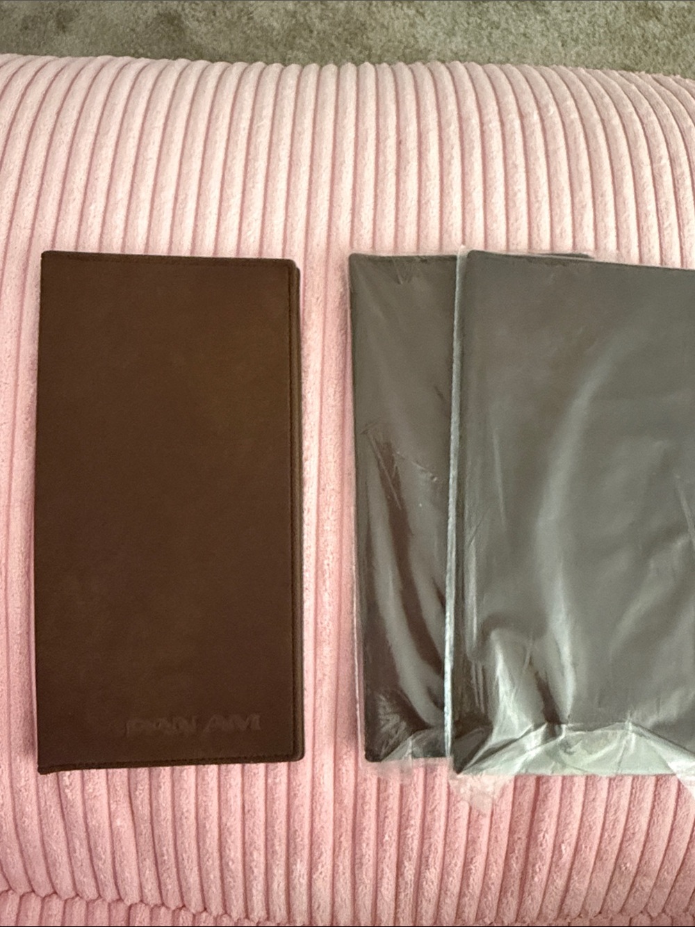 Set of 3 Pan Am Vintage Brown Suede Passport or Travel Wallet document holder